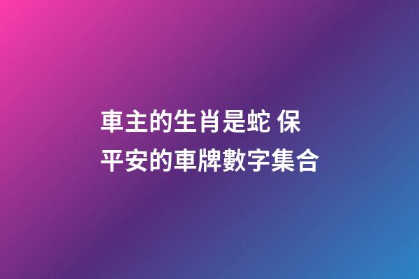 車主的生肖是蛇 保平安的車牌數字集合